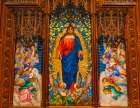 Jesus and angels screen, Washington National Cathedral, Washington DC. Construction started 1907. Art Print